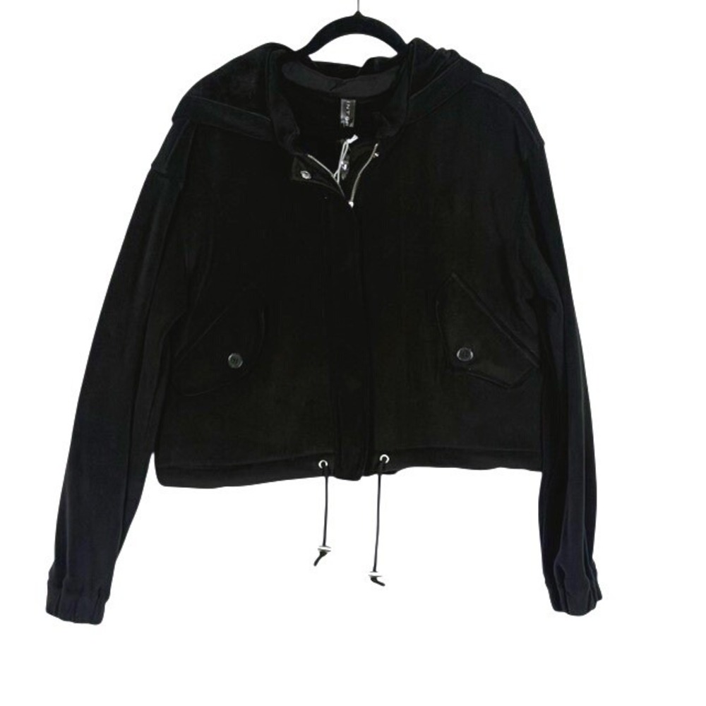 Interval Womens Black Hooded Lightweight Fleece Jacket Hoodie Size M NEW